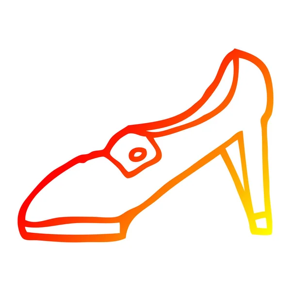 Chaud dégradé ligne dessin dessin dessin dessin animé rouge chaussure — Image vectorielle