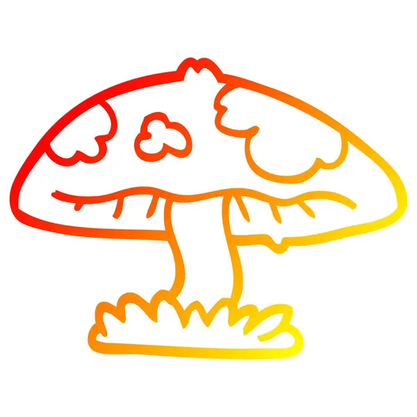 Chaud dégradé ligne dessin dessin dessin animé champignon — Image vectorielle