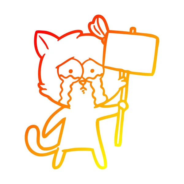 Čára teplého přechodu kresba Kreslená kočka — Stockový vektor