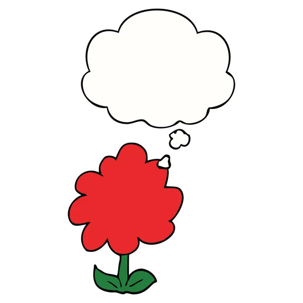 Tecknad blomma och tankebubbla — Stock vektor