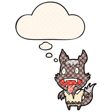 çizgi film kurt adam ve çizgi roman tarzında kabarcık düşünce