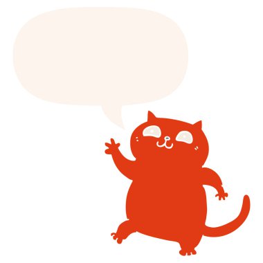 retro tarzında karikatür kedi ve konuşma balonu