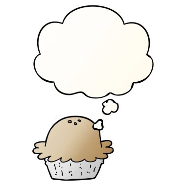 karikatür pasta ve pürüzsüz degrade tarzında düşünce balonu