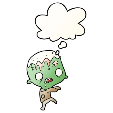 çizgi film zombi ve pürüzsüz degrade tarzında kabarcık düşünce