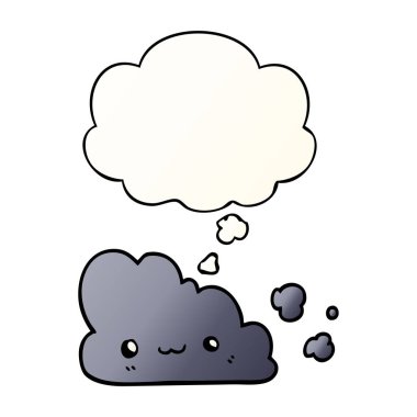 sevimli karikatür bulut ve pürüzsüz degrade tarzında düşünce balonu