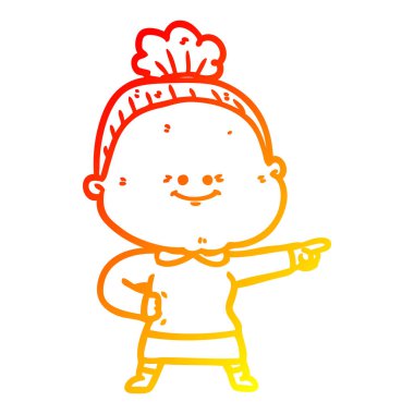 sıcak degrade çizgi çizim karikatür mutlu yaşlı kadın