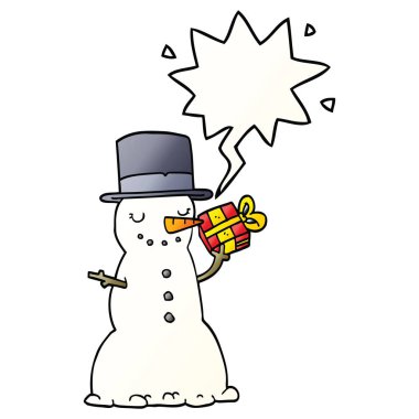 düzgün degrade s karikatür noel kardan adam ve konuşma balonu