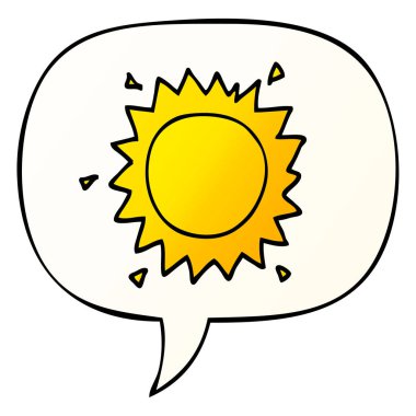 düzgün degrade tarzında karikatür güneş ve konuşma balonu