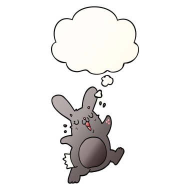 çizgi film tavşan ve pürüzsüz degrade tarzında düşünce balonu