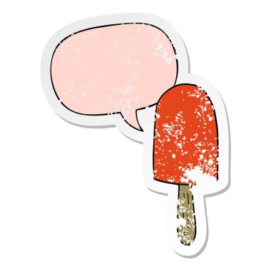 karikatür lolipop ve konuşma balonu sıkıntılı etiket