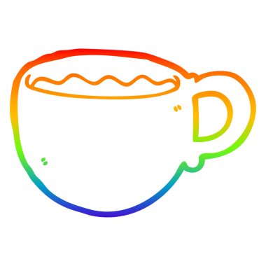 gökkuşağı gradyan çizgi çizim karikatür kahve fincanı