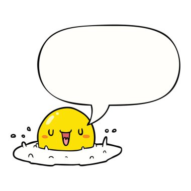 karikatür mutlu yumurta ve konuşma balonu