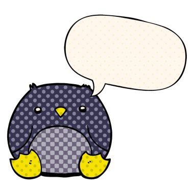 çizgi film penguen ve çizgi roman tarzında konuşma balonu