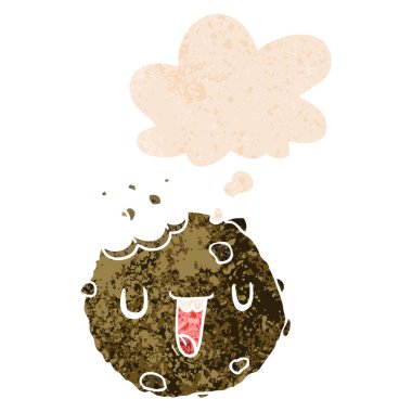 retro dokulu tarzıkarikatür çerez ve düşünce balonu