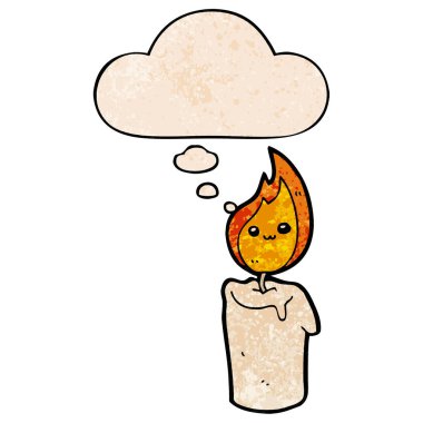 çizgi film mum karakteri ve grunge doku pa düşünce balonu