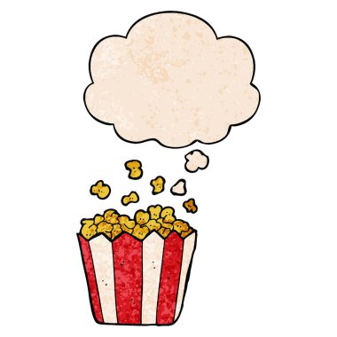 çizgi film patlamış mısır ve grunge doku desen sty düşünce balonu