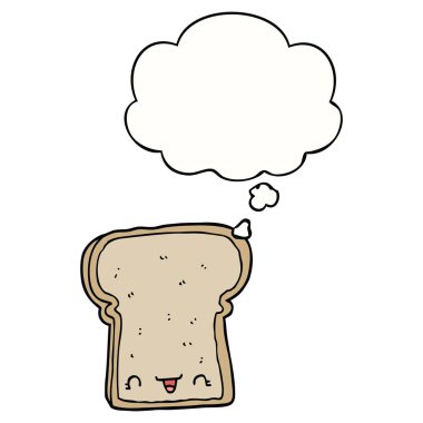 ekmek ve düşünce balonu sevimli karikatür dilim