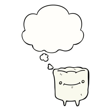 karikatür mutlu diş ve düşünce balonu