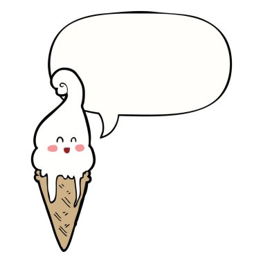 karikatür dondurma ve konuşma balonu