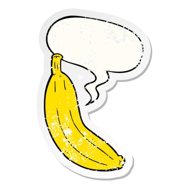 karikatür muz ve konuşma balonu sıkıntılı etiket