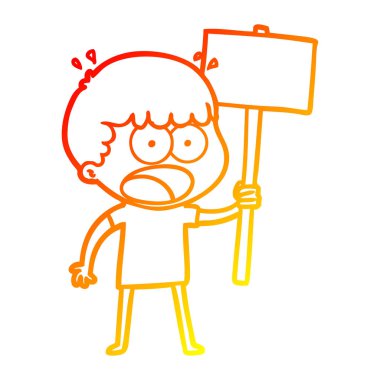 sıcak degrade çizgi çizim karikatür pankart ile adam şok