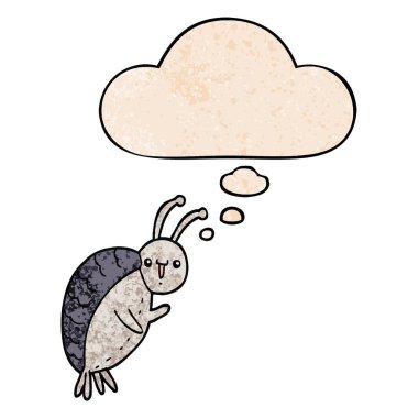 karikatür böceği ve grunge doku desen stil düşünce balonu