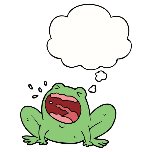 Cartoon frog shouting and thought bubble — Stock Vector