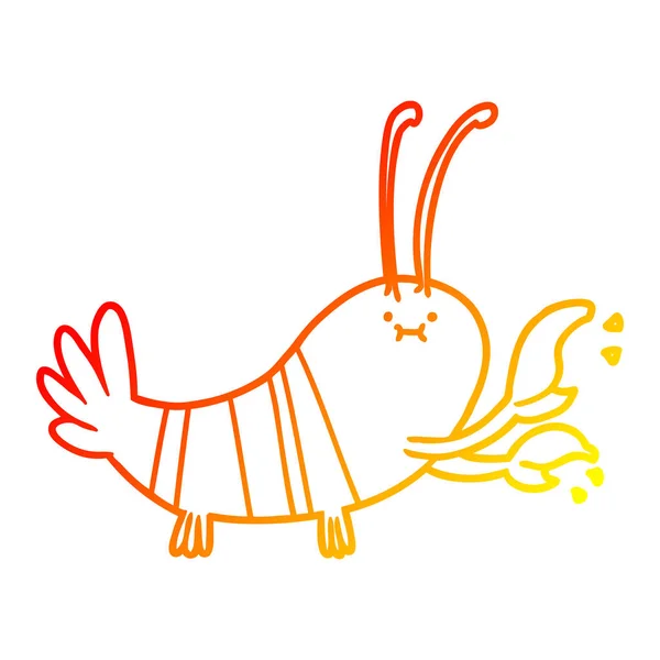 Gradient chaud dessin ligne homard dessin animé — Image vectorielle