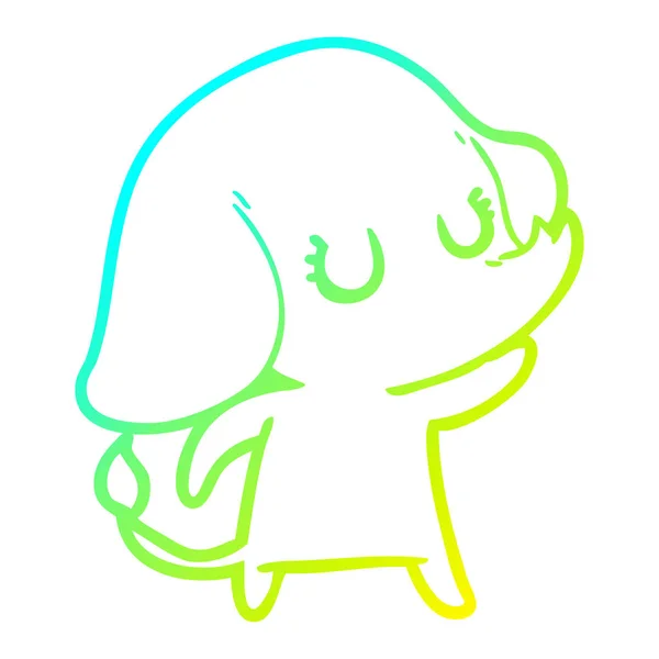 Linha gradiente frio desenho bonito elefante desenhos animados — Vetor de Stock