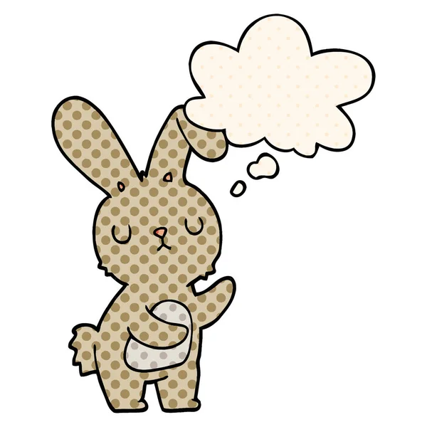 Roztomilý kreslený králík a myšlenková bublina ve stylu komiksů — Stockový vektor