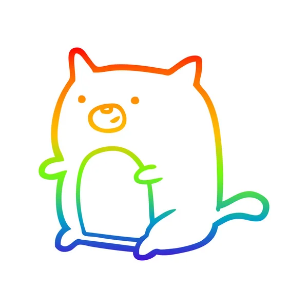 Rainbow gradient line drawing Cartoon cat — Stock Vector