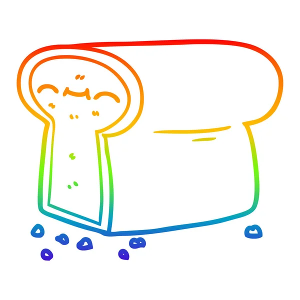Línea de gradiente arco iris dibujo hogaza de dibujos animados de pan — Archivo Imágenes Vectoriales