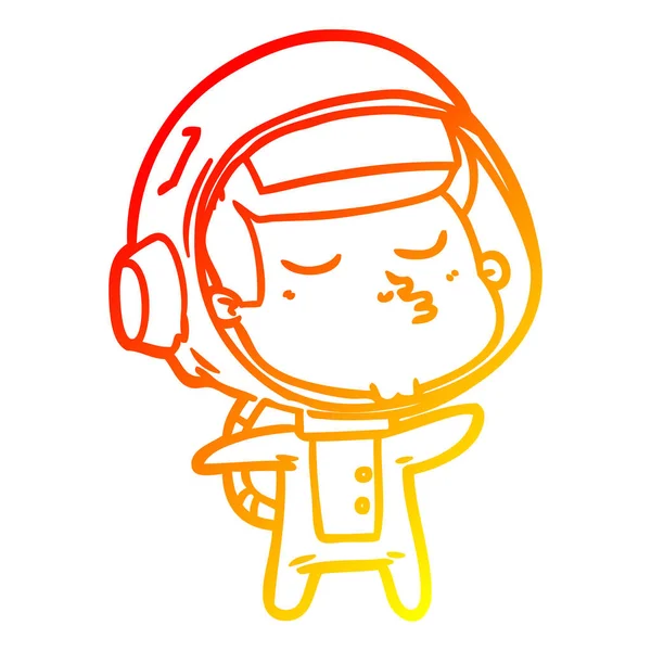 Linea gradiente caldo disegno cartone animato fiducioso astronauta — Vettoriale Stock