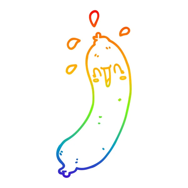 Rainbow gradient ligne dessin saucisse dessin animé heureux — Image vectorielle