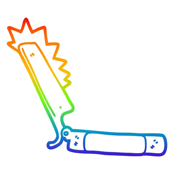 Rainbow gradient line drawing cartoon sharp razor — Stock Vector