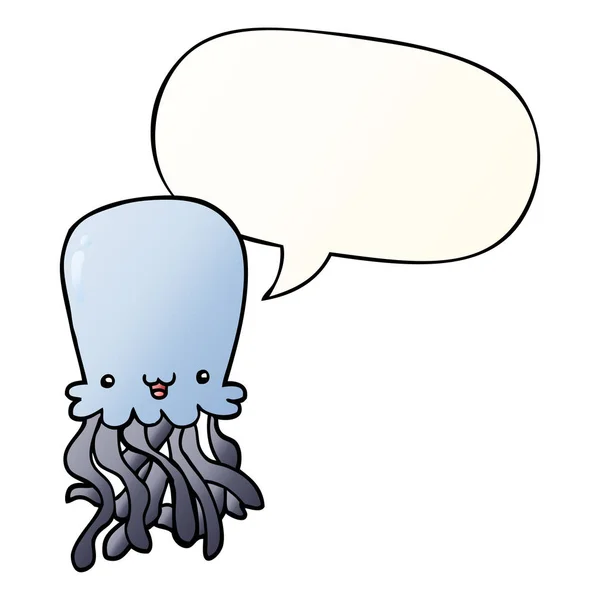 Cartoon octopus en Speech bubble in gladde gradiënt stijl — Stockvector