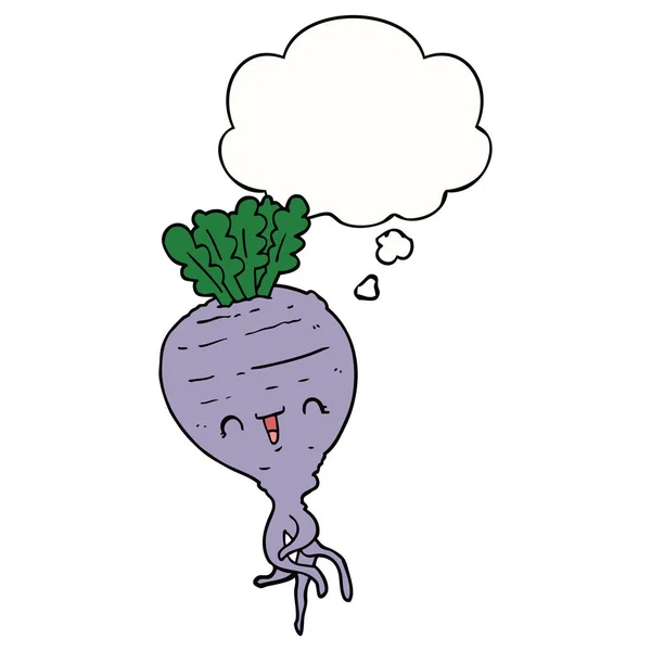 Cartoon turnip and thought bubble — Stock Vector