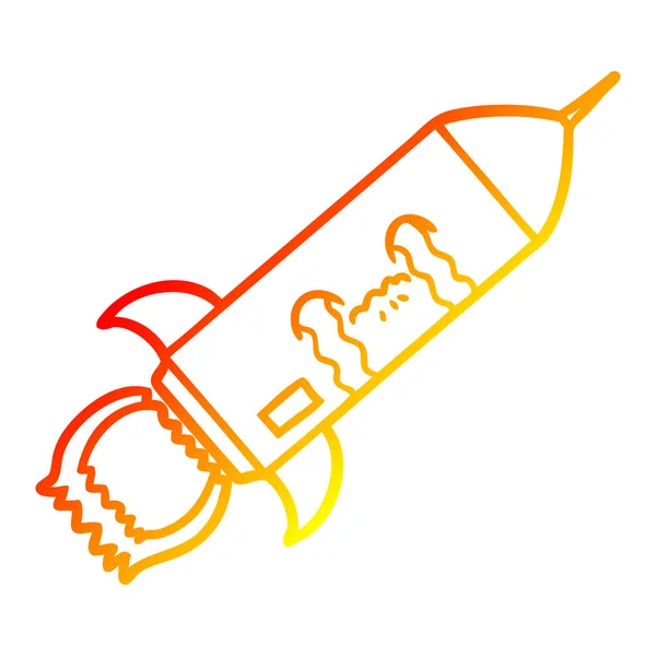 Linha gradiente quente desenho caricatura grito foguete —  Vetores de Stock