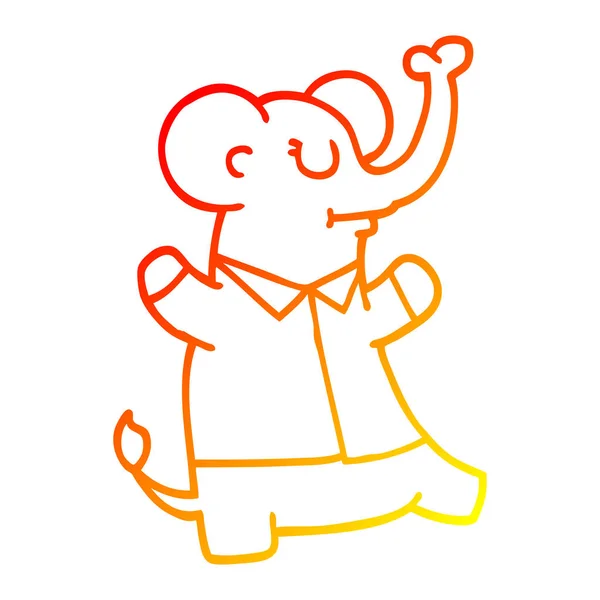 シャツを着て漫画の象を描く暖かいグラデーションライン — ストックベクタ