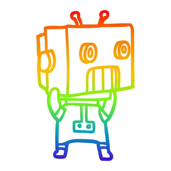 Arco iris gradiente línea dibujo dibujos animados robot — Archivo Imágenes Vectoriales