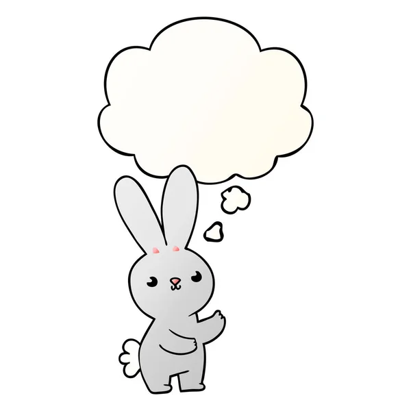 Mignon lapin dessin animé et bulle de pensée en style dégradé lisse — Image vectorielle