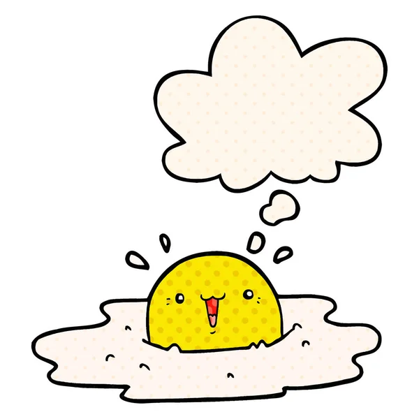 Χαριτωμένο καρτούν τηγανητό αυγό και σκέψη φούσκα σε στυλ κόμικ — Διανυσματικό Αρχείο