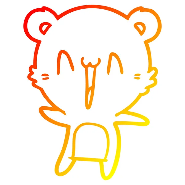 Теплий градієнт лінії малюнок щасливий ведмідь мультфільм — стоковий вектор