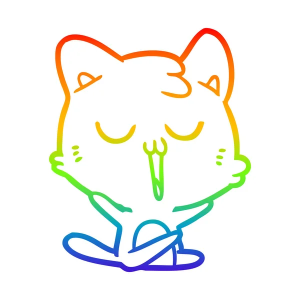Gradient linia kreskówka kot rysunek tęcza śpiew — Wektor stockowy