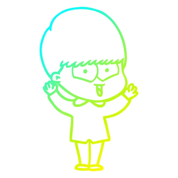 Froid dégradé ligne dessin dessin animé heureux garçon — Image vectorielle
