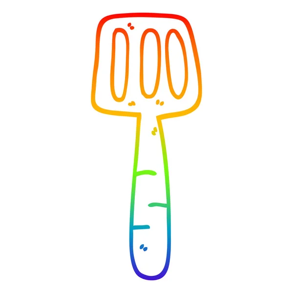 Linha gradiente arco-íris desenho cartoon alimentos espátula — Vetor de Stock