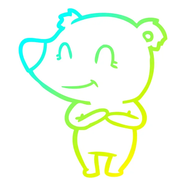冷梯度线绘制友好熊卡通 — 图库矢量图片