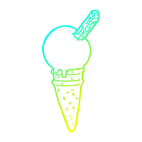 Línea de gradiente frío dibujo de dibujos animados helado — Vector de stock