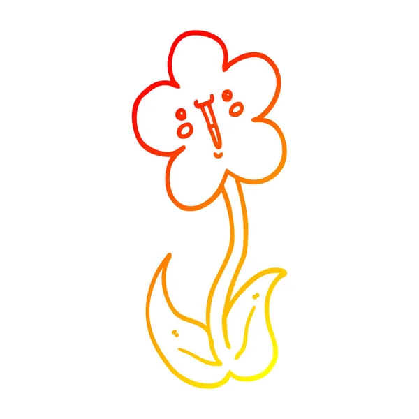 Warme Gradientenlinie Zeichnung Cartoon Blume — Stockvektor