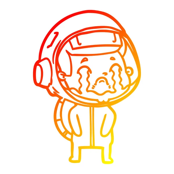 Ζεστό γραμμή ντεγκραντέ σχέδιο κινούμενα σχέδια κλάμα αστροναύτης — Διανυσματικό Αρχείο